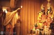 Prabhupad offering a ghee diya to the deities